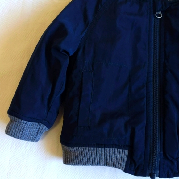 joe fresh padded navy bomber jacket with ribbed trim 6-12 months baby boy - Picture 6 of 8